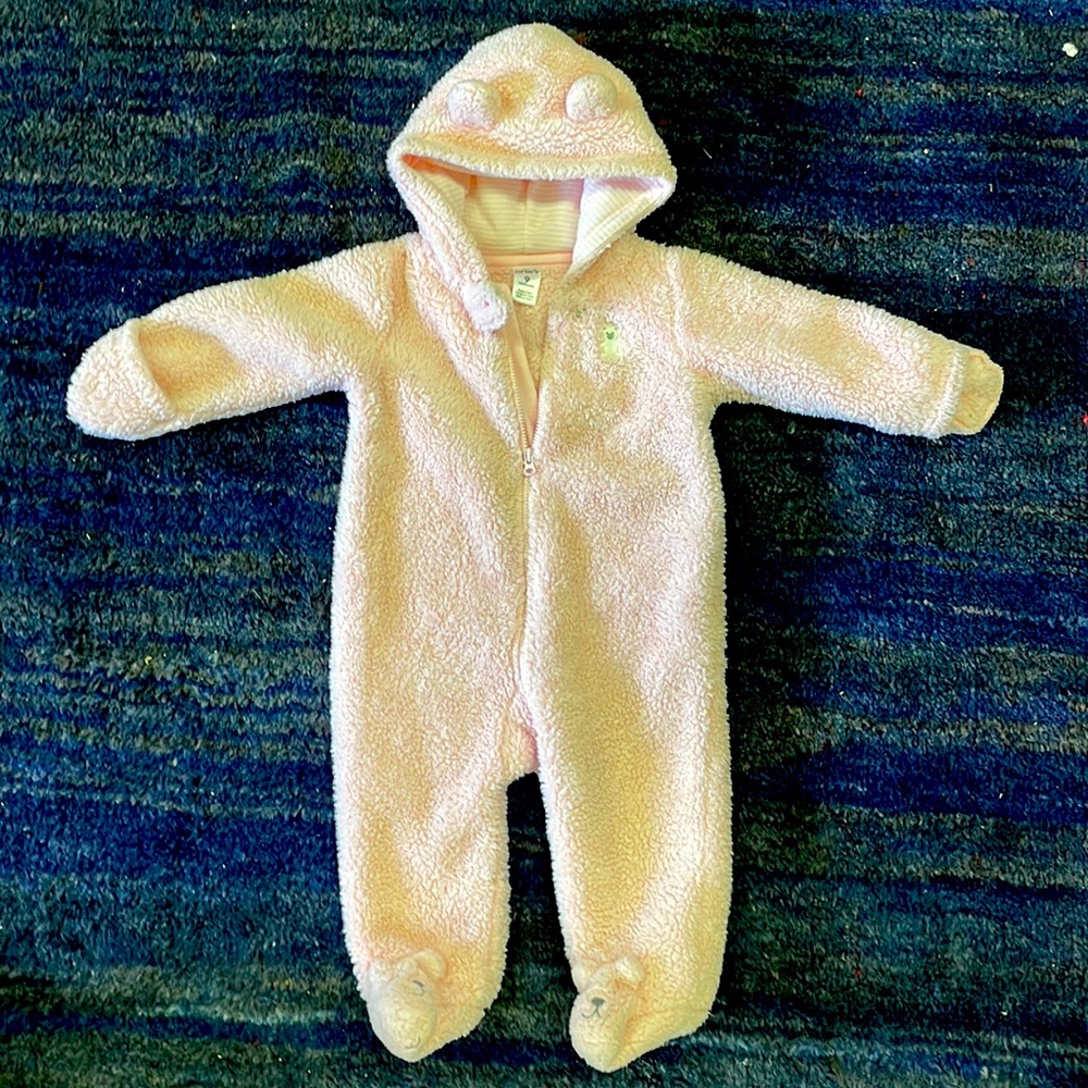 9 month carter’s pink bear winter suit